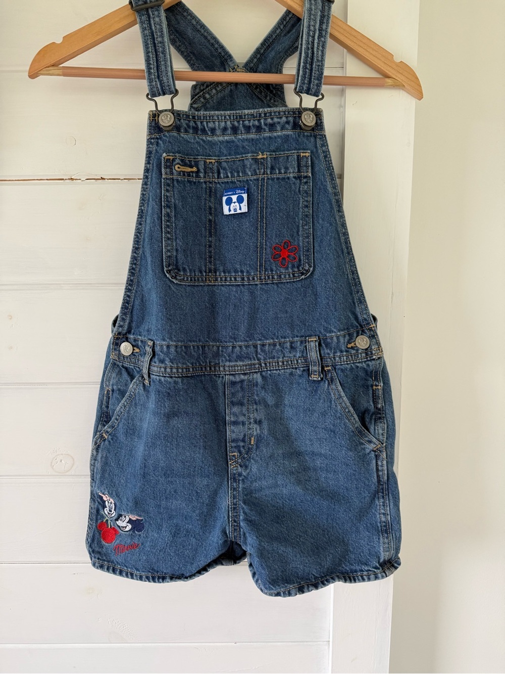 Old Navy x Disney Denim Blue Girls Short Overalls